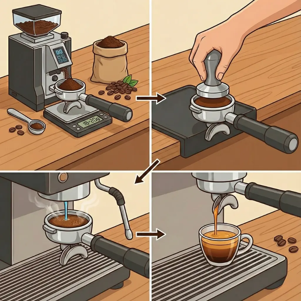 Bu aşamalardan birini bile atlarsan o beklediğimiz gövdeli tadı alamayız. İşte kusursuz espresso'nun mutfaktaki yolculuğu!