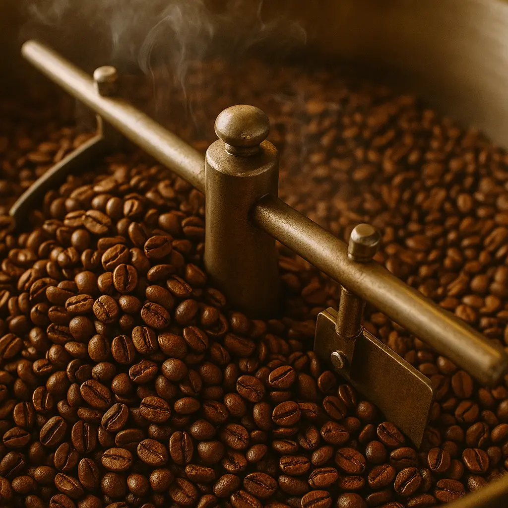 Bu görsel, Kaldiden Kahveye projesinin 'Kavurma Sanatı' bölümü için hazırlanmıştır. Orta kavurma (Medium Roast) derecesindeki kahve çekirdeklerinin karamelize renk tonunu, hafif yağlı yüzeyini ve bu derecenin sunduğu asidite-gövde dengesini görselleştirmektedir. Nitelikli kahve rehberi (E-E-A-T) kapsamında sunulan uzmanlık materyalidir.
