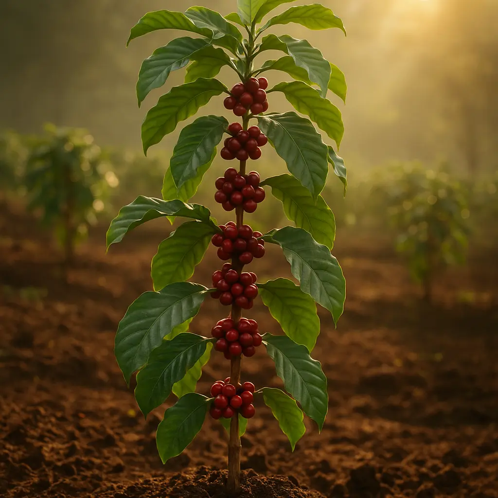 Bu sık meyveli ve dirençli ağaç işte o sert, gövdeli ve kafeini bol kahvenin (Robusta) kaynağı. O mükemmel kremalı espressonun arkasındaki gücü görüyorsun değil mi?